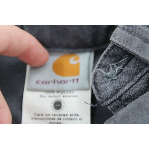 Carhartt Button Down Work Shirt XL Gray Pockets SS-S18 PTL - Picture 7 of 9